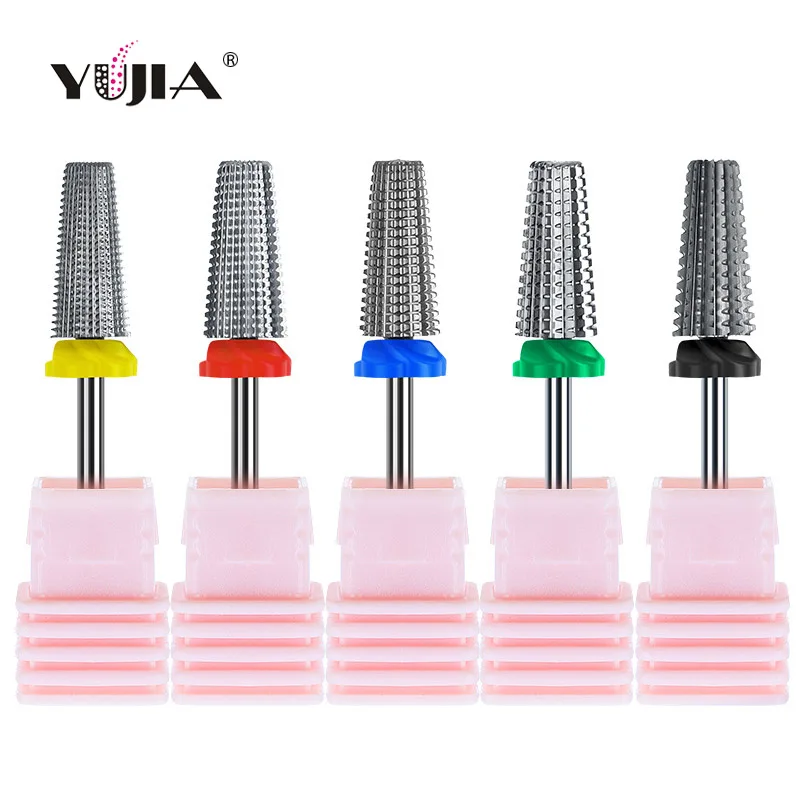 YUJIA Metal Fine Nail File Drill Burs Bit Cuticle Tungsten Carbide Set Accessories 5 In 1 Nail Drill Bits For Nails
