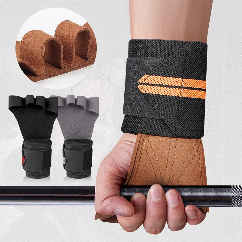 Gymnastics Grips Anti-Skid Fitness Wrist Support Hard Pull Power Belt Cowhide Lifting Straps