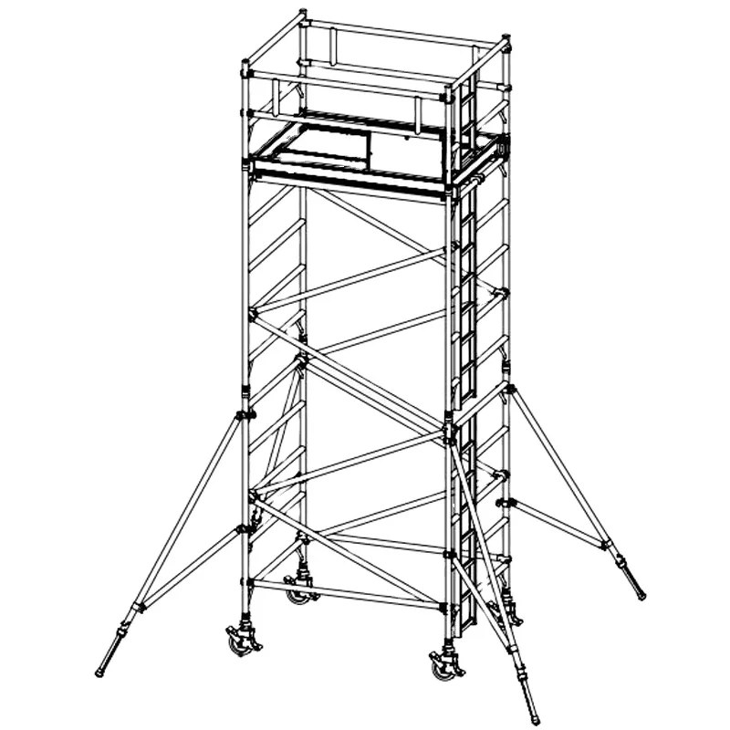 Best seller on Amazon  6061-T6 aluminum  with wheels mobile  ladder scaffold
