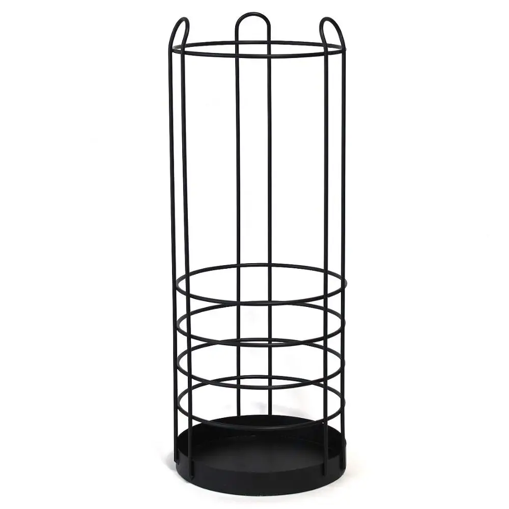 Round Metal Basket baseball Stand Holder Large Black Iron Umbrella Rack for Home and Office Deco Big Wire Entryway storage