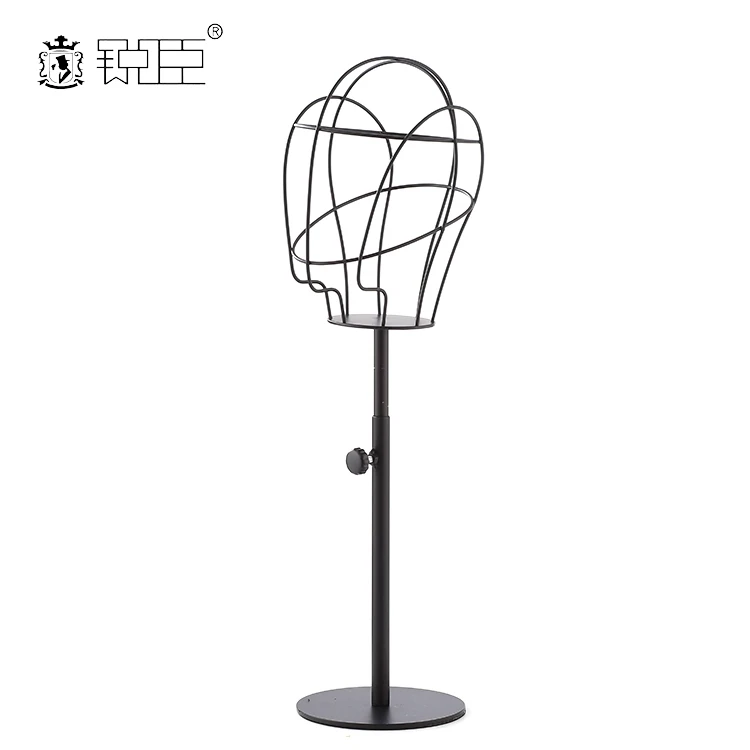 Line Design Adjustable Hat Display Rack Black Powder Coated Metal Stainless Steel Cap Holder Hat Display Stand