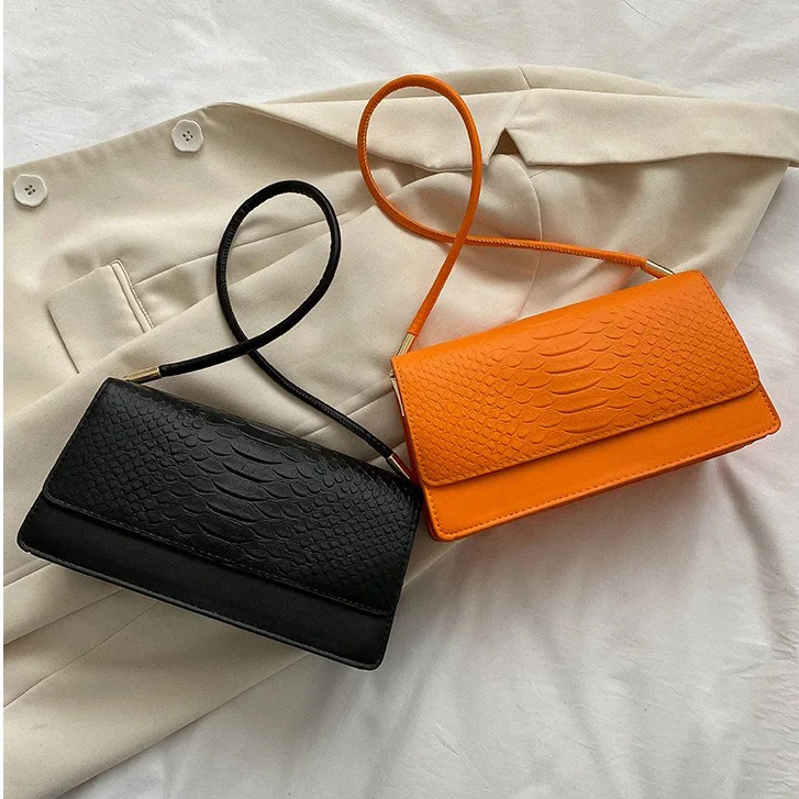 Оптовая продажа Повседневные Сумки из искусственной кожи с принтом крокодила женские модные однотонные сумки на плечо квадратная сумка для подмышек женщин