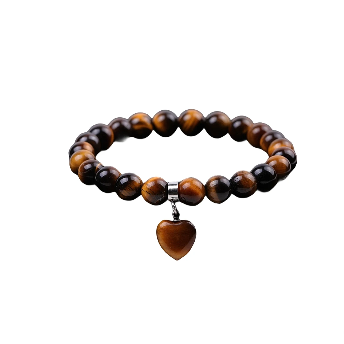 Factory Price 8 MM Natural Tiger Eye Love Shaped Gemstone Bracelets Healing Elastic Bracelets DaiIy Wear Jewelry