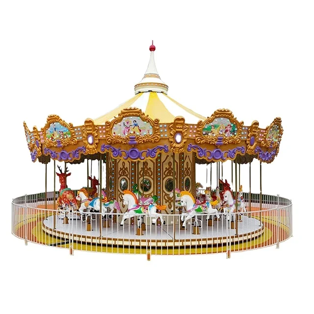 Theme Parks Luxury 24 Seats Carousel Amusement Park Attraction Funfair Rides Merry Go Around Manege Horse Carousel For Sale