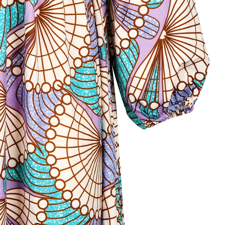 
Women African Printed Casual Maxi Skirt Skirt A Line Floral Printed Party High Waist Dresses With Long Sleeve 