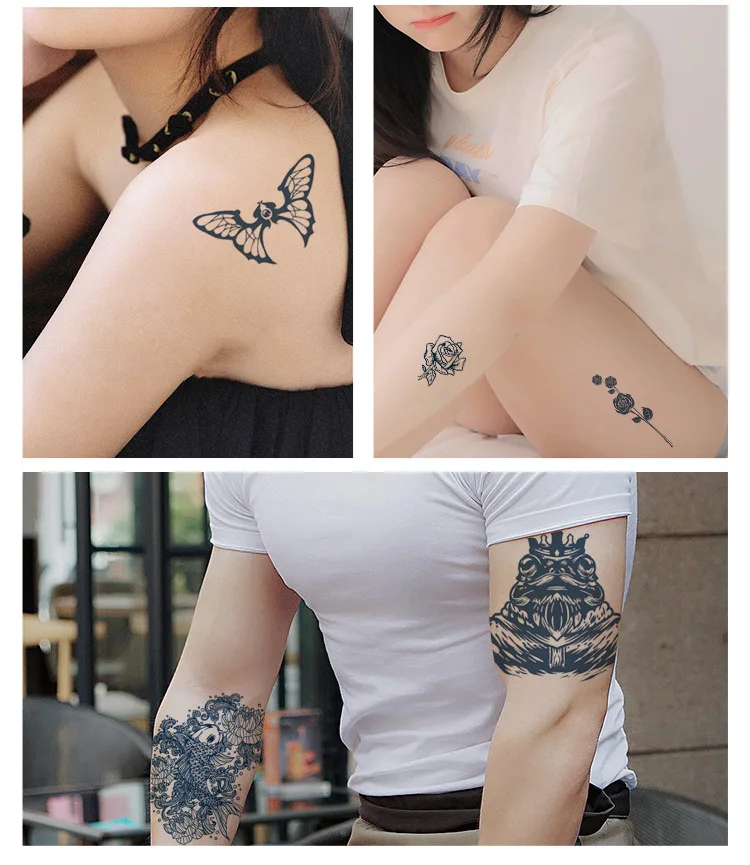 Semi-Permanent Male And Female Plants Tattooed Vegetation Eagle Tattoo Sticker