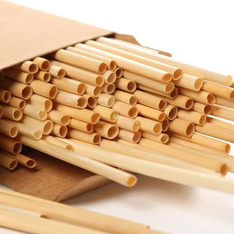 New Eco Friendly 100 Biodegradable Grass Disposable Wheat Tube Straw Custom Individually Wrapped Wheat Drinking Straws