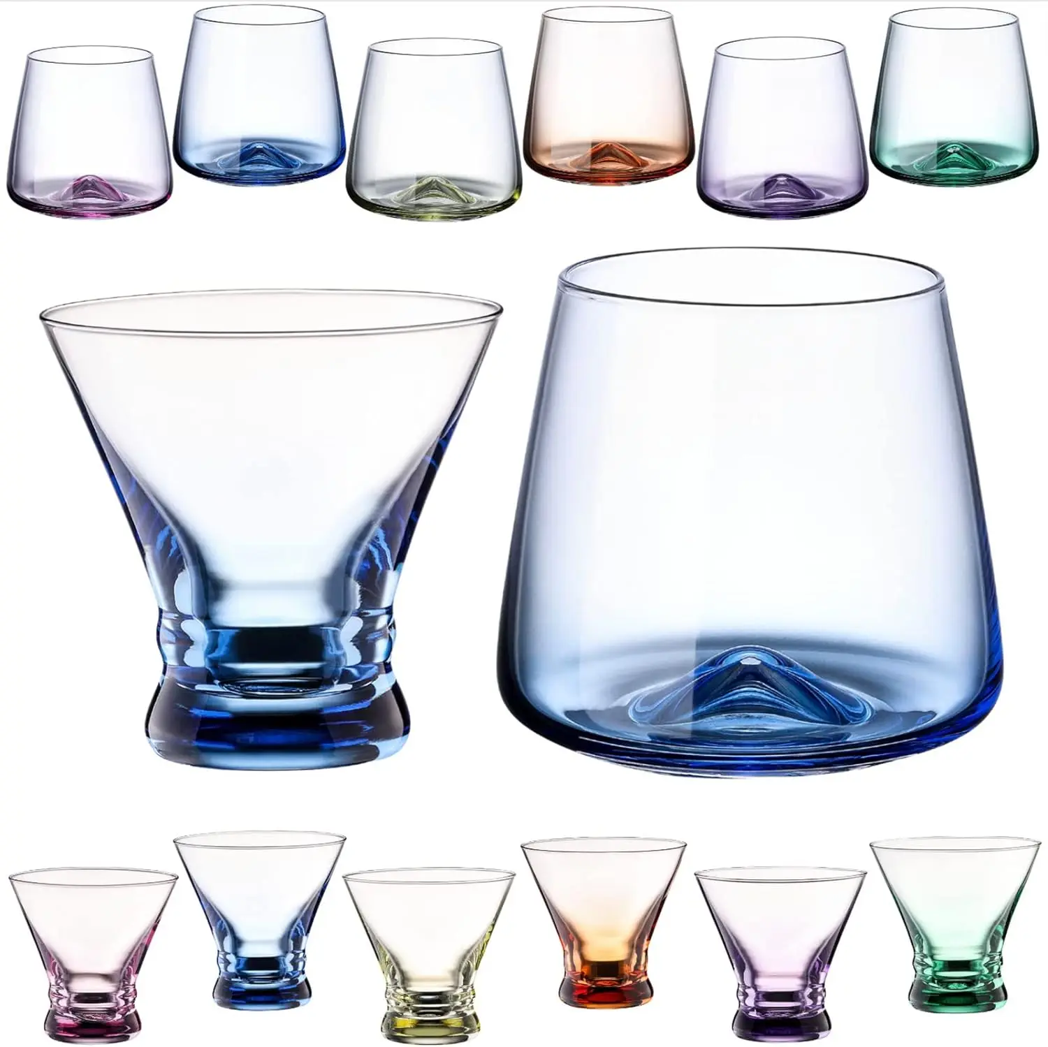 Wholesale Martini Glasses Cocktail Glasses  8oz Stemless Margarita Bar Dessert Glass Colored Liquor Drinking Glassware