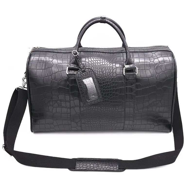 Factory Custom Crocodile Pattern Pu Leather Duffel Bag Trendy Portable Luggage Traveling Bags For Women