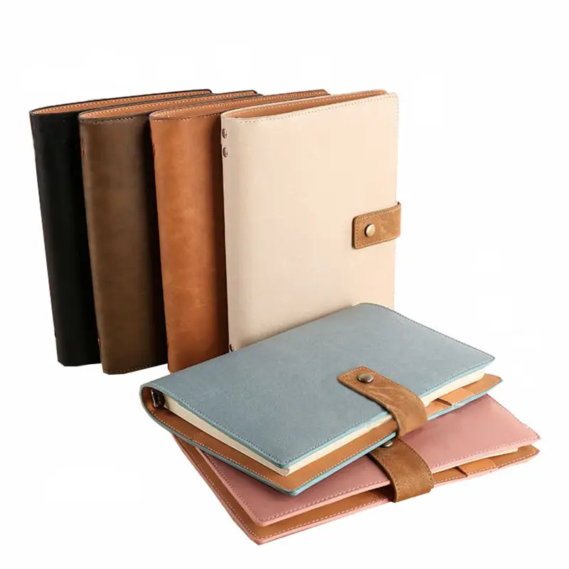 Fashion colorful customized leather hardcover planner a4 a5 a6 diary notebook with lock