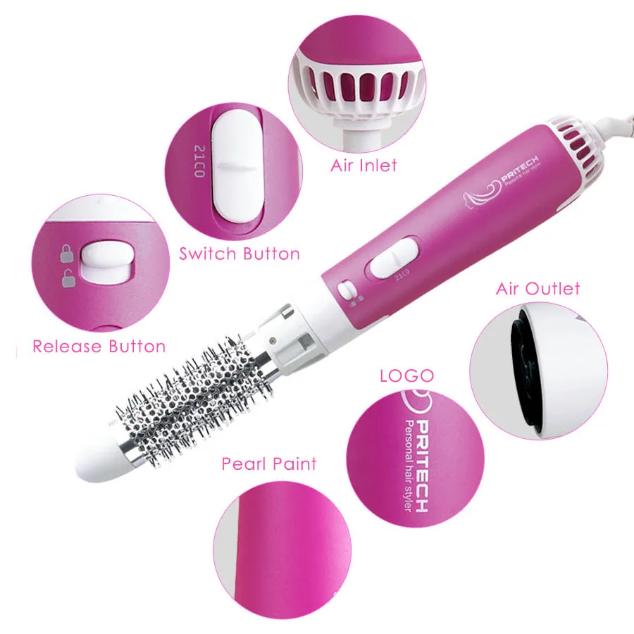 PRITECH High Quality 1000W Professional Blow Hair Brush Hot Air Styler