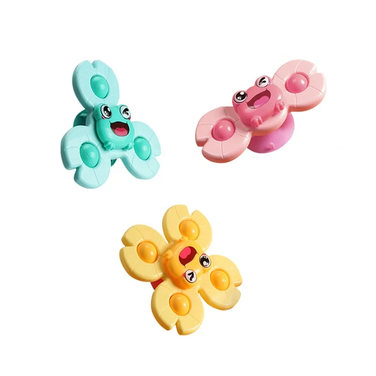 Baby bath toys portable early learning three pieces baby spinner toy with suction cup for baby