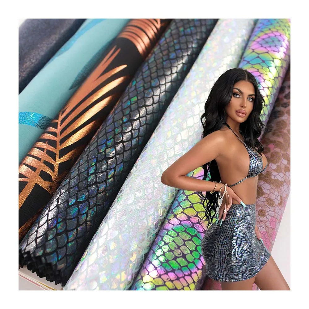 2023 New 75 Nylon 25 Spandex Fabric Hot Sale Snake-Skin Compression Garment Fabric for Swimwear