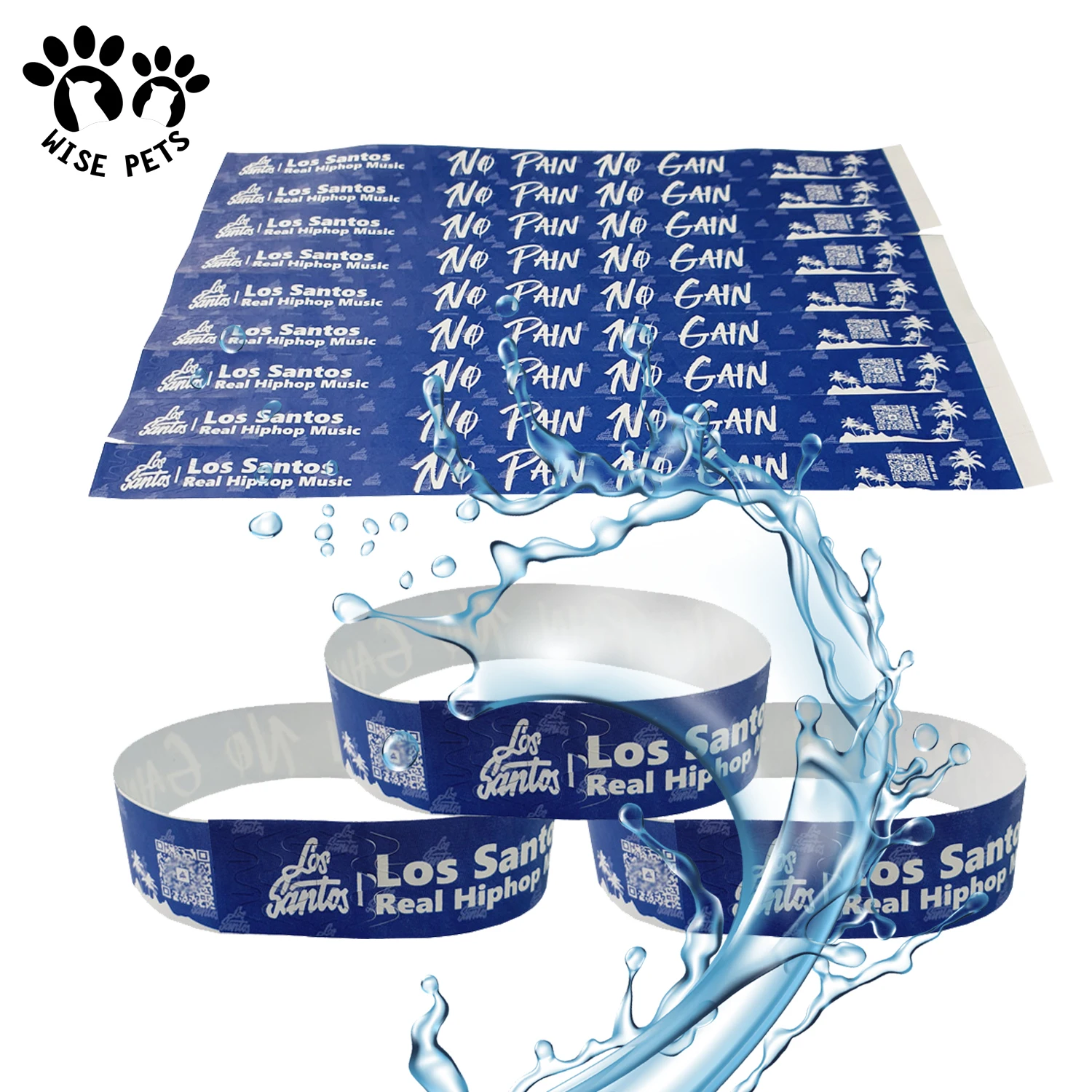 Cheap Custom Logo Festival Party Printed Paper Wrist Band Disposable Self Adhesive Waterproof Bracelet Pulsera Tyvek Wristband