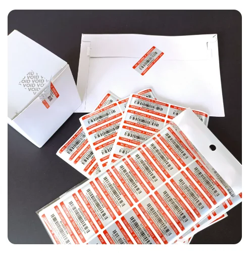 5 x 2cm Silver PET Material Warranty Void Stickers with Serial Number Custom Rectangular Water Resistant Label