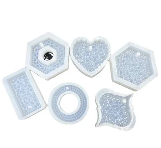 New diamond hanging silicone mold crystal drop glue flash diamond shaped jewelry pendant key chain silicone mold sun catcher