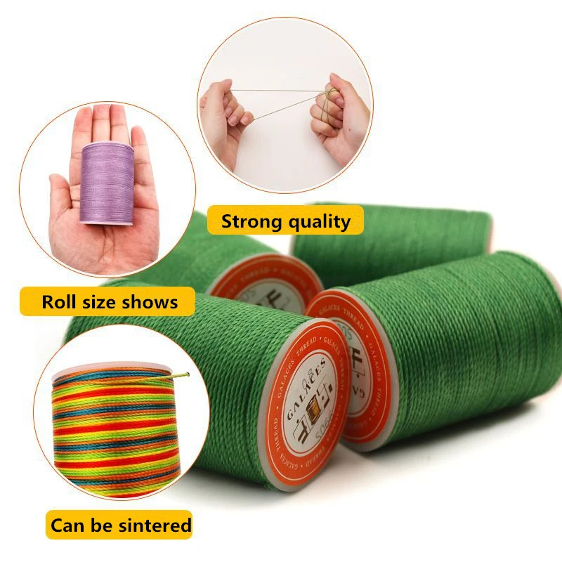 Small roll 80 meters 100% polyester DIY handmade sewing weaving thread 0.55mm round waxed thread for jewelry making findings
