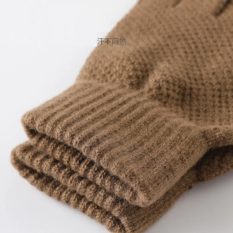 Winter Outdoor Men Women Plush Jacquard Knit Gloves Cheap Touch Screen Warm Gloves For Bike Riding