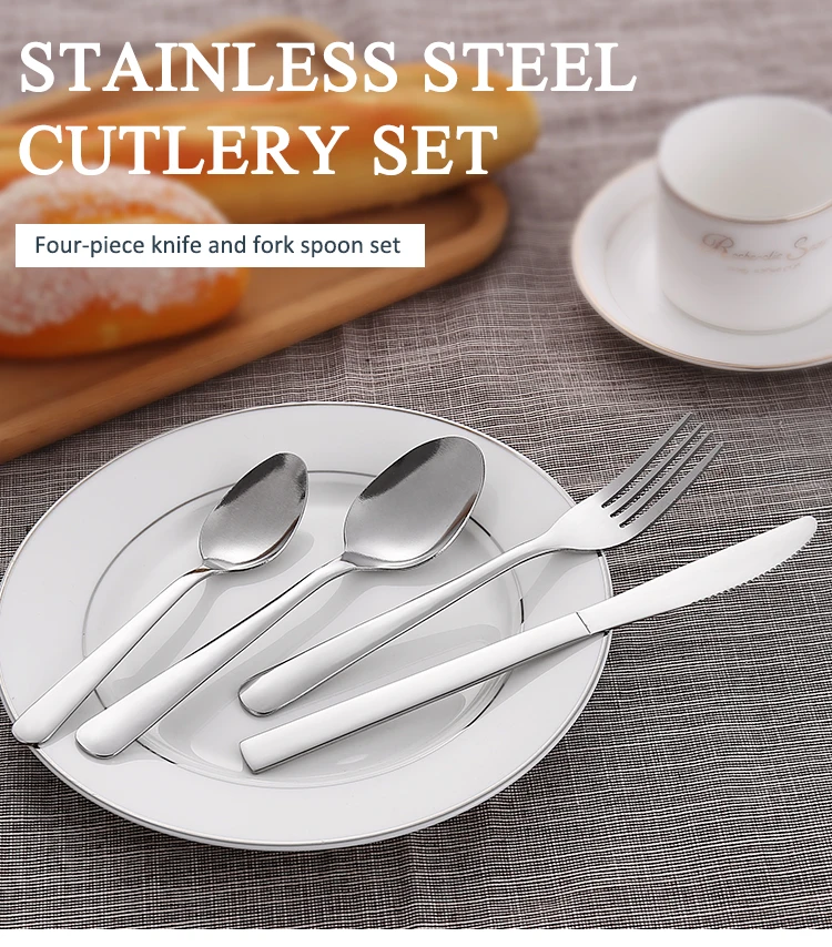 Wholesale Restaurant Designer Flatware set Custom Silverware Flatware 4Pcs Stainless Steel Cutlery set