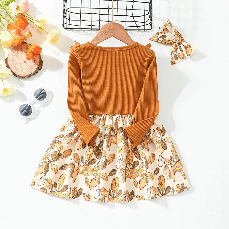 23161 Flower Design Baby Winter Girl Clothes Dress Girl Long Sleeve Birthday Party Dresses For Baby