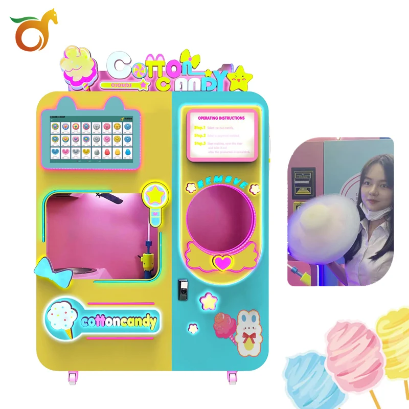 New Exclusive 6 Color Sugar Tank Automatic Cotton Candy Vending Machine