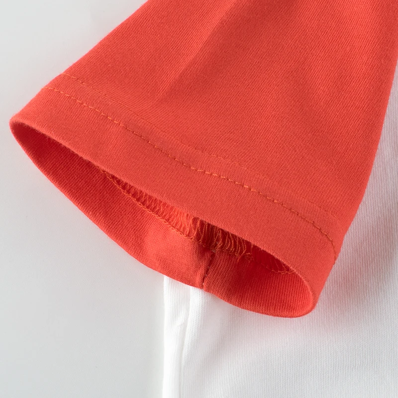 Fashion 2021 Summer Tomato Red Color Bear Printed Kids Girl Cotton T Shirt