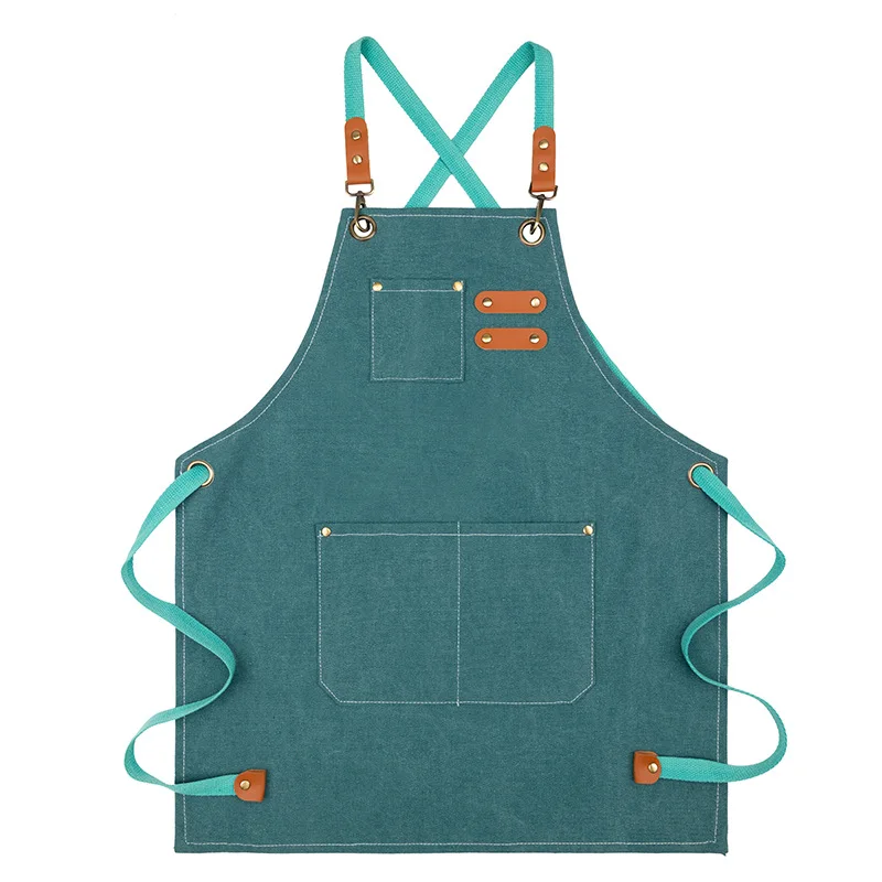 Fashionable Kitchen Coffee Overalls  Hand-Wiping Household Cooking Oil-Proof Sanitary Cotton Canvas Cowboy Apron