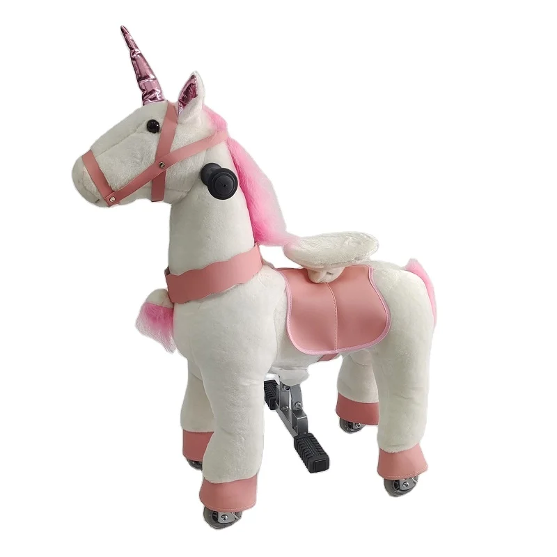 Ride on Unicorn Horse Toddler Toys Pink Plush Rocking Horse for Girls