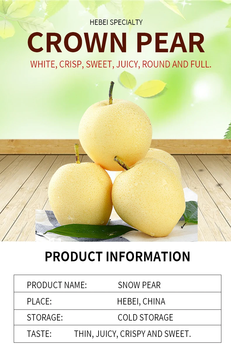 Golden Pear Fruit Sweet Bulk Purchase China Yellow Top Crown Juicy Crop Style March Storage PACKING Organic