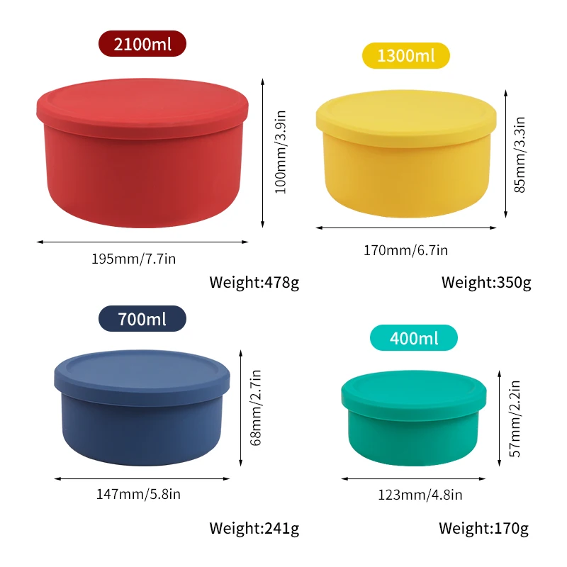Microwave Safe Food Storage Containers Set with Lids Silicone Fresh Keeping Box Custom Silicone Salad Lunch Box with Logo