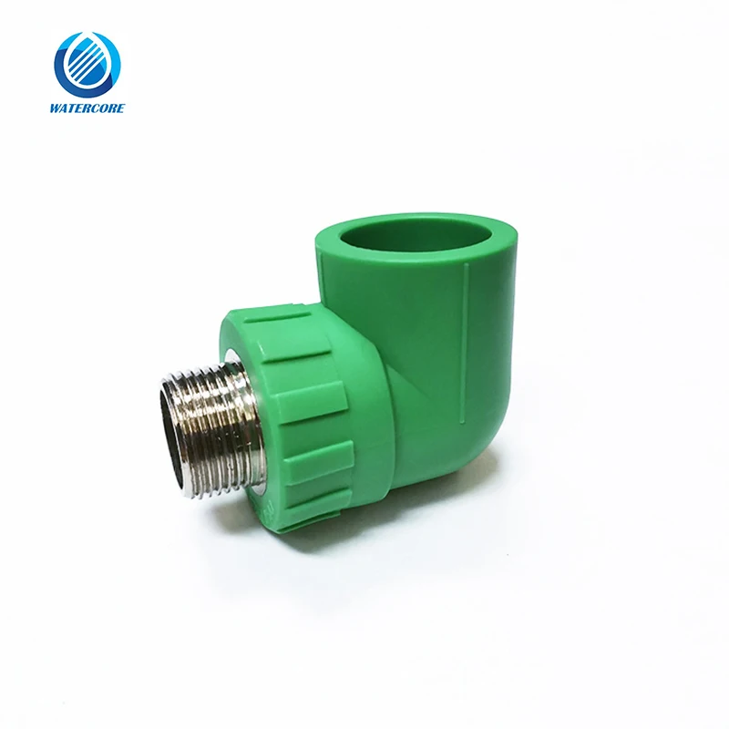 Wholesale DIN8077 8078 Standard Environment-Friendly PPR Pipe Fitting 90 Degree Elbow Male Threaded Elbow with Brass
