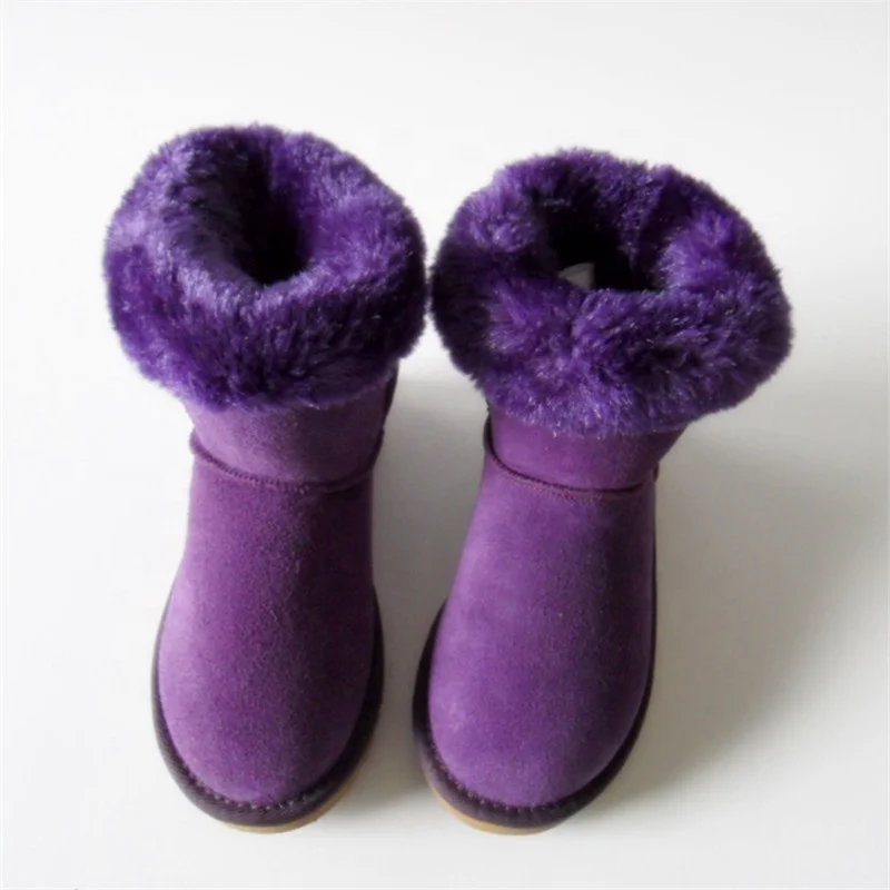 
HQB-WC006 OEM customized premium quality winter thermal fashion style genuine cow suede snow boots for women. 