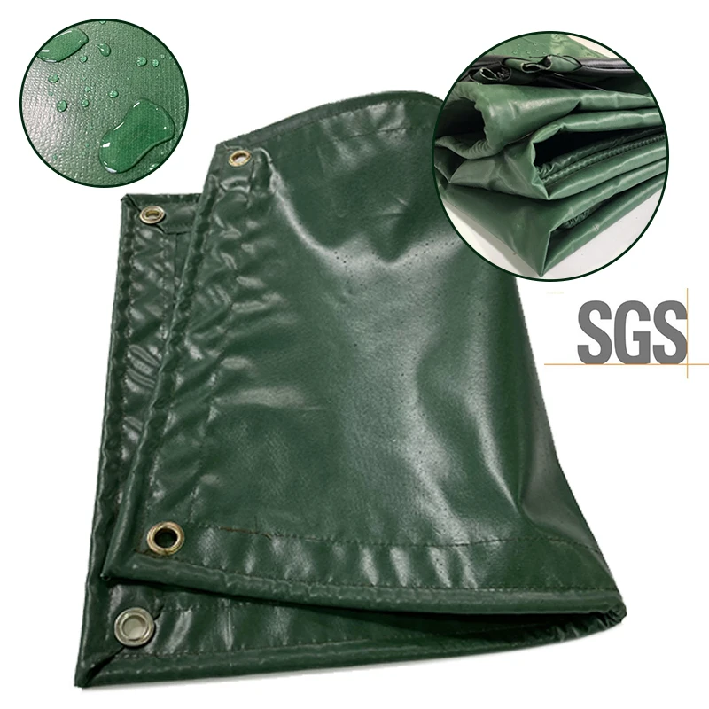 Litong high quality ripstop dark green color pvc coated tarpaulins waterproof for trucks lorry cover tarp pvc side curtain