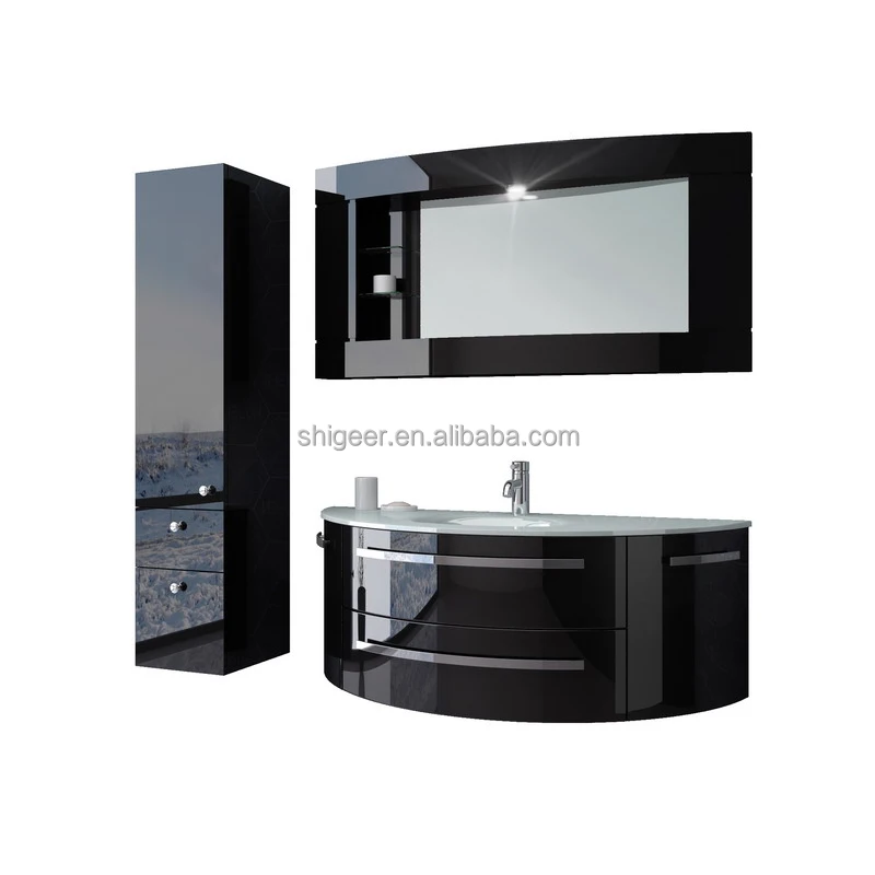 Modern Bathroom Vanity Cabinet Solid Surface Vanity Top Design Set WPC/Particleboard Mirror Storage Shelf Vanity Unit Bathroom