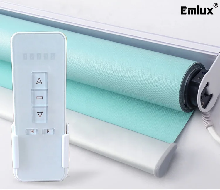 battery tubular motor operated blackout fabric electric solar roller blinds wifi motorized