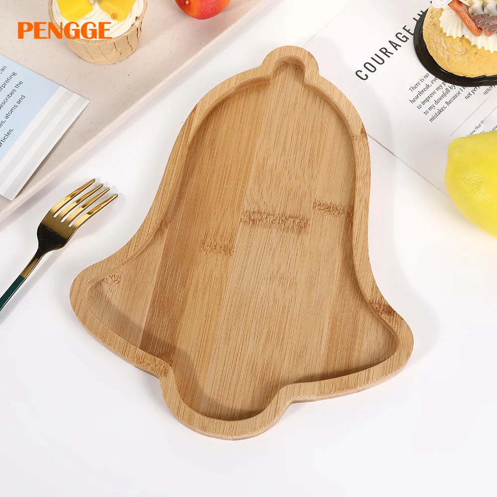 Classic Reusable Bamboo Dinner Plate Wooden Tray Sustainable Classic Restaurant Home Use Camping Christmas Tree