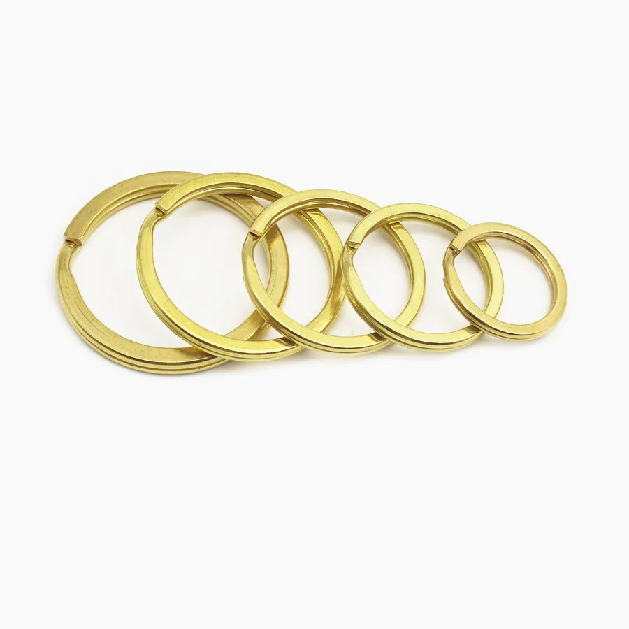Solid Brass Split Rings Double Loop Keyring 20mm-35mm Bag Hook Connector Keychain Keys Holder DIY Leather Craft Hardware