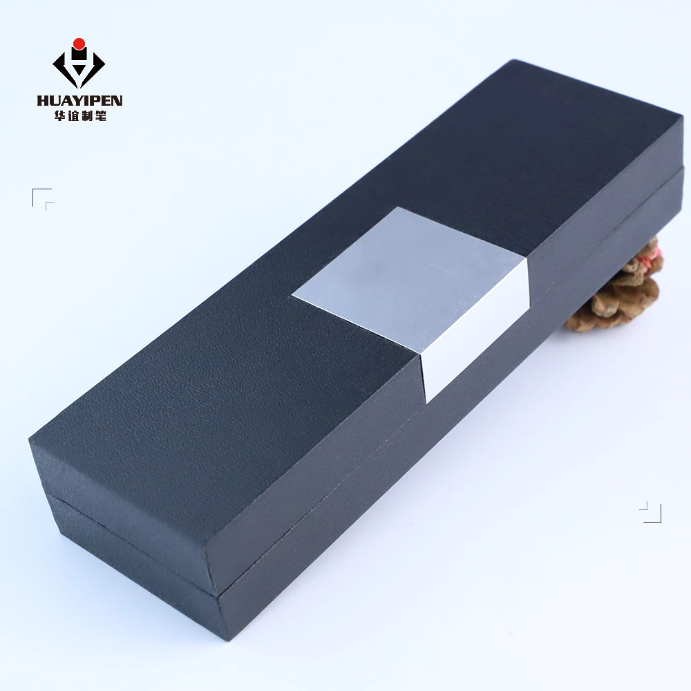Metal aluminum sheet can be laser logo luxury gift pen logo logo case black rectangular high-grade gift packaging box