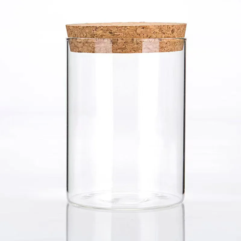 Wholesale Food Storage Glass Jar with Cork Plugs Kitchen Airtight Glass Canisters Mason Storage Glass Jar with Natural Cork Lid
