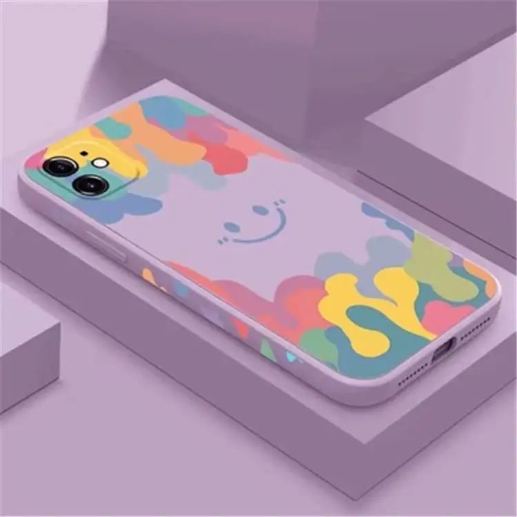 Cute Soft Smile Pattern Tpu Phone Case For Iphone 7-14 Pro Max With Lanyard Hole,For Iphone 14 Smile Case