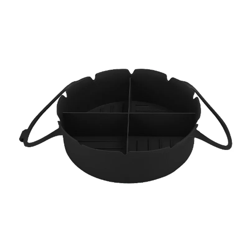 Wholesale 4 Grid Divided Reusable Silicone Air fryer Liners With Handle Silicone Pot Liner