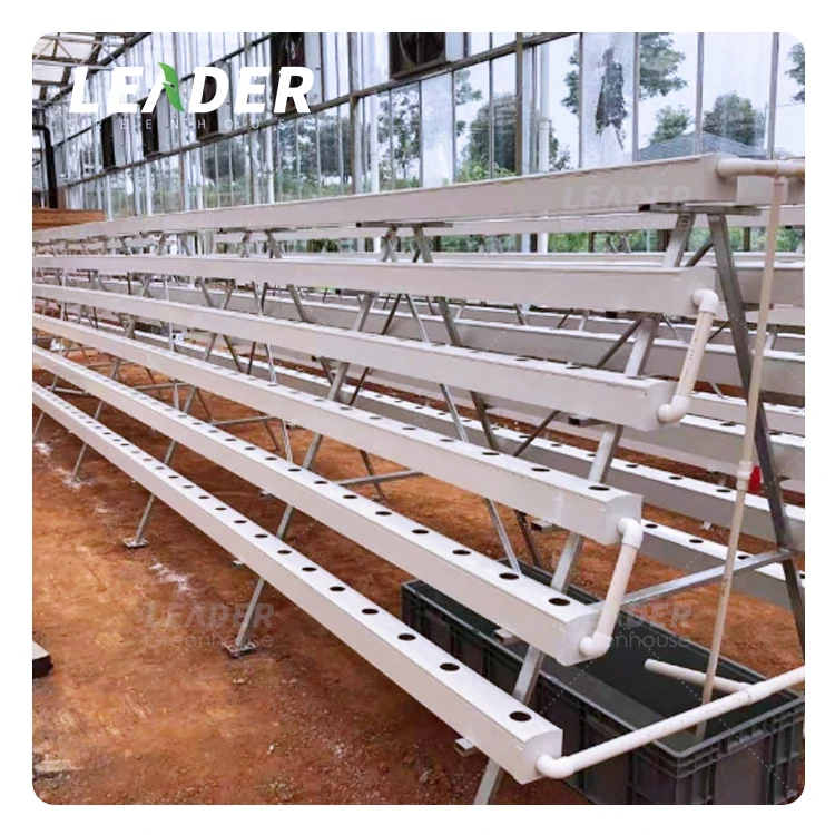 greenhouse lettuce grow PVC hydroponic system 100*50mm kit NFT PVC channel vertical A frame growing channel with rack