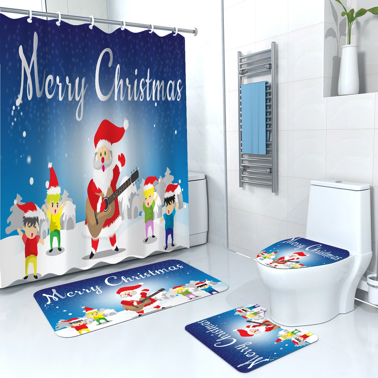 Водонепроницаемая занавеска для душа, занавеска для ванной комнаты, нескользящий ковер, крышка для туалета и коврик для ванной