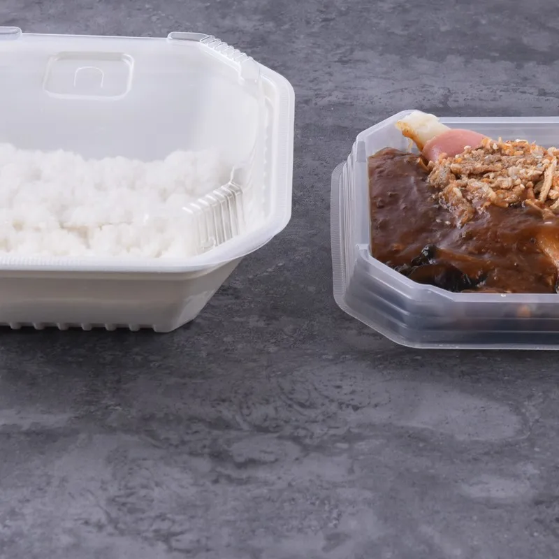 Disposable square reusable food storage microwavable PP food containers heat resistant lunch box with compartments