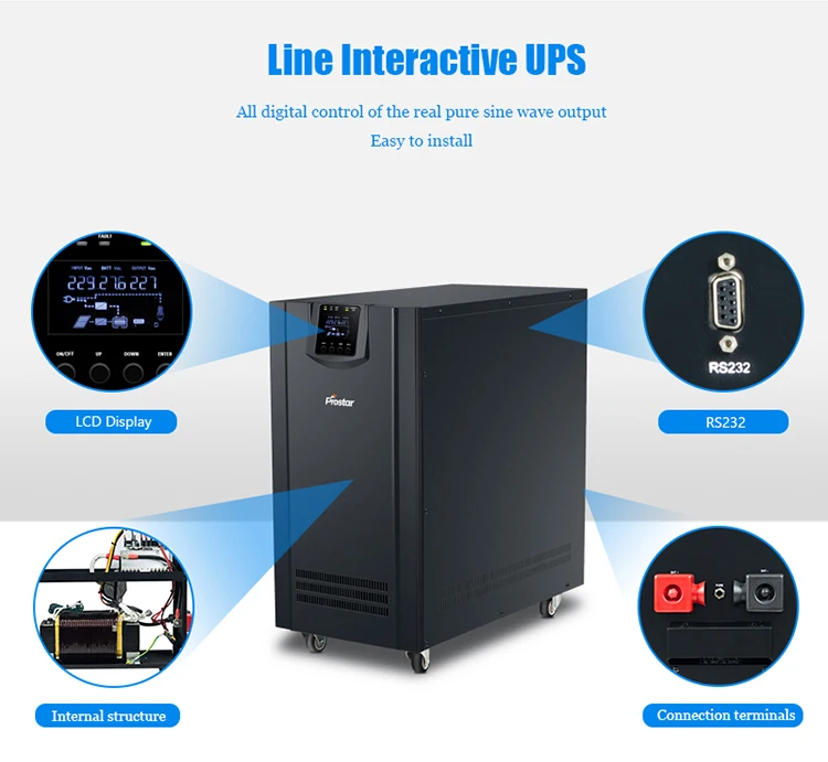  8KVA 48VDC линией интерактивный UPS с батареей компьютер чистая sinve волна однофазный Prostar PLT8K-48-1 защита от короткого замыкания 15000W