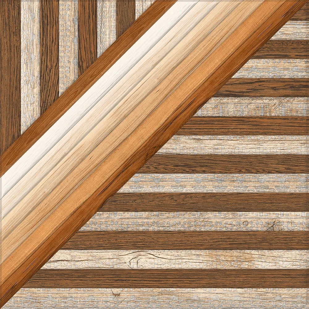 Digital Print 400x400MM Gray Timber Ash Wooden Look Porcelain Parking Tile Wood Plank Design for Outdoor Floor Use