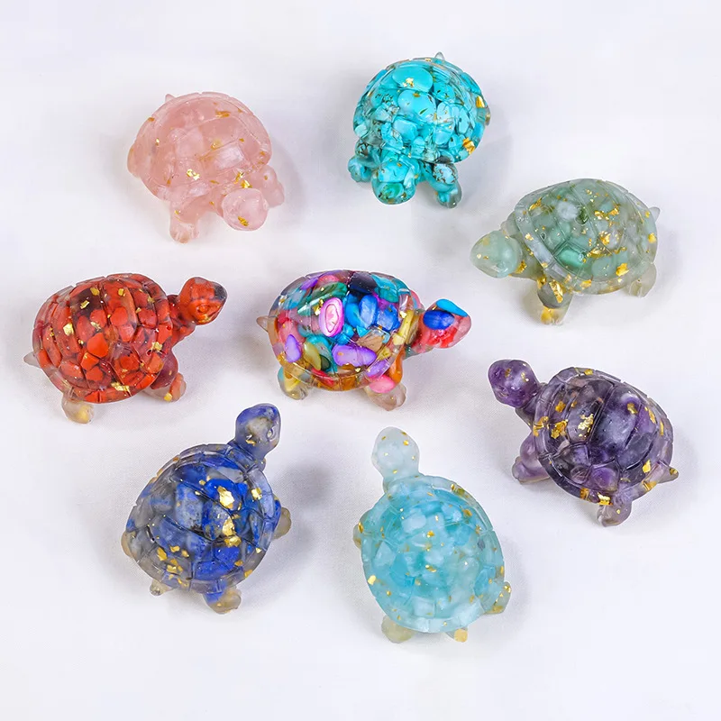 Natural Crystal Resin Natural Stone Gravel Resin Turtle Animal Gift Home Decoration Handmade