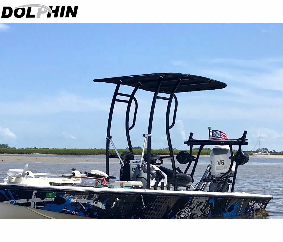  Алюминиевый T-образный верх для лодки Dolphin Pro2 черная рамка с черным навесом шлюпочный