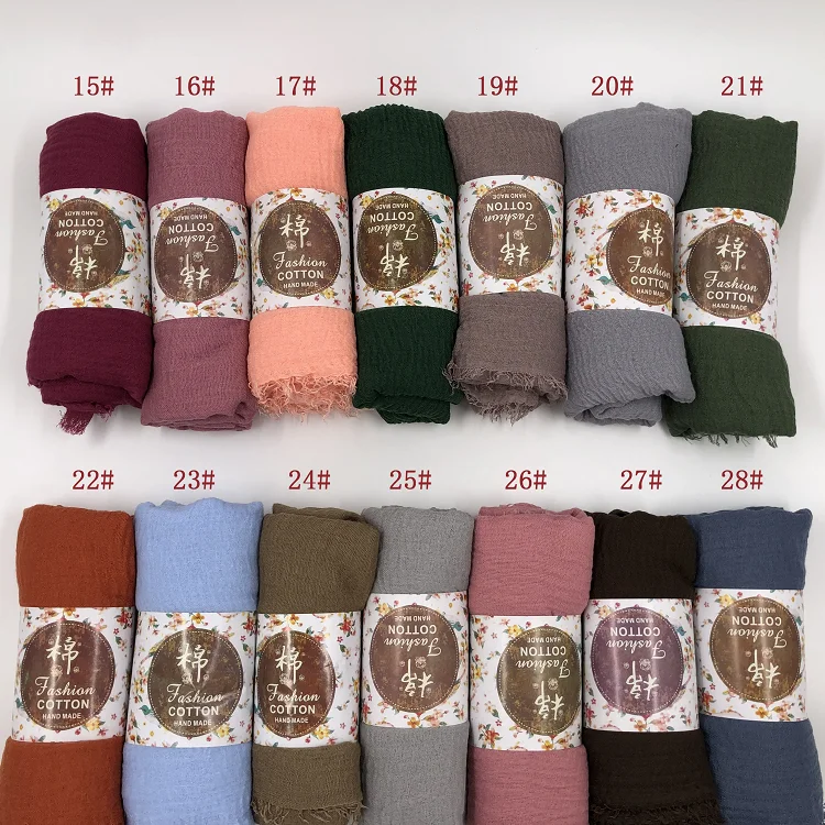 High Quality Jersey Plain Crinkle Hijab Woman Muslim Scarf Women Hijab Wholesale