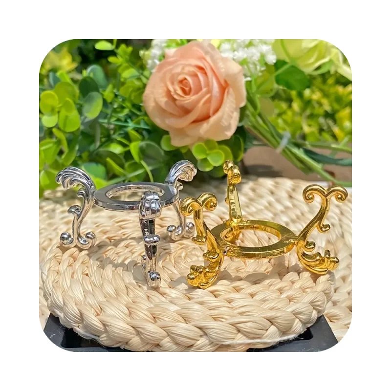 Factory Wholesale small size Gold And Silver Metal Crystal Ball Holder Sphere Stand Base Gift for home fengshui decorations